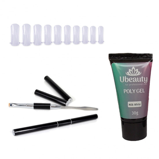 Kit dextension Polygel : polygel 30 ml + pinceau avec spatule + 10 tailles de moules supérieurs-3063-Ubeauty-Tout pour la manucure