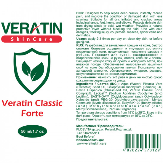 Veratin Classic Forte Creme, Flasche 150 ml, Heilung, gegen Narben und Markierungen, Schmerzlinderung, gegen Kälteallergie-3740-Veratin-Alles für die Maniküre