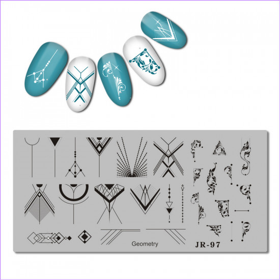 Geometry stempling plate, JR-97 venzel, JR-97, Stemping,  All for a manicure,Gel varnishes ,  buy with worldwide shipping