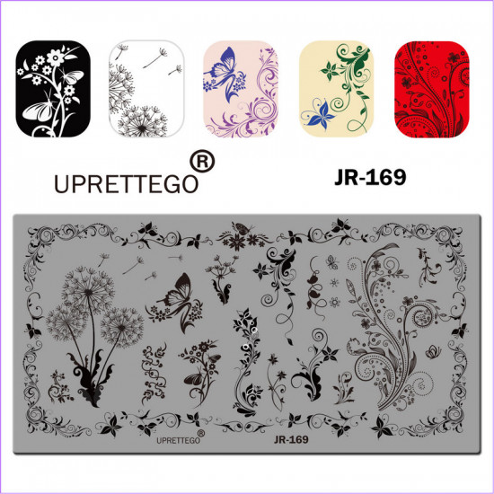 Placa para estampar flores, frijoles, monogramas, diente de león, estampados, JR-169-3211-uprettego-Estampado