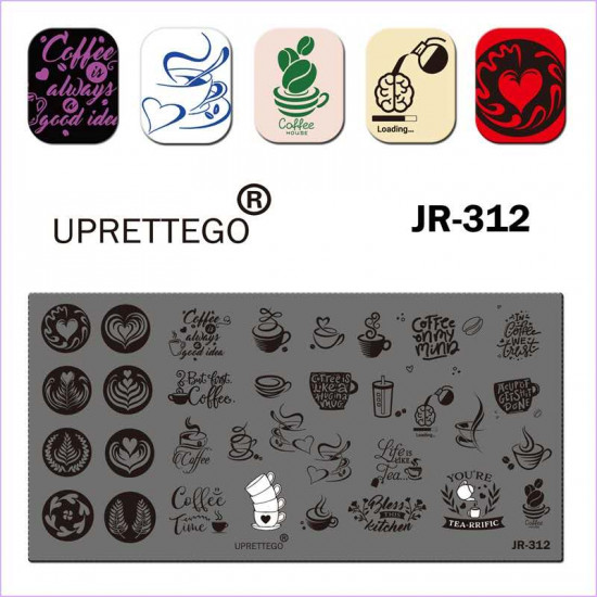 Heart stamping plate, coffee, Cup, phrases JR-312, 3212, Stemping,  Health and beauty. All for beauty salons,All for a manicure ,Gel varnishes, buy with worldwide shipping