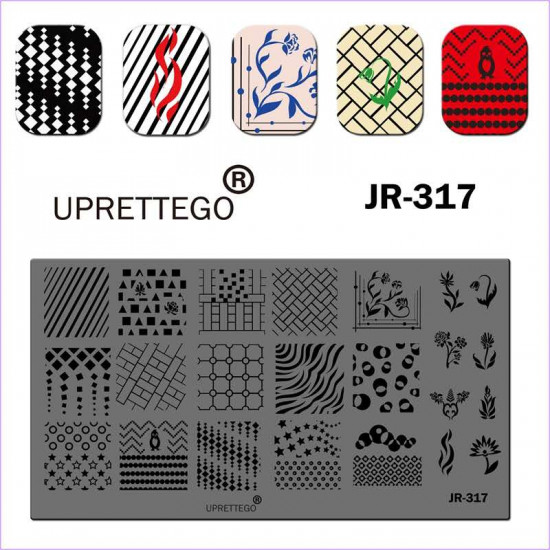 Пластина для стемпинга цветы, фигуры, звезды, мозаика  JR-317, 3212, Стемпинг,  Красота и здоровье. Все для салонов красоты,Все для маникюра ,Гель лаки, купить в Украине