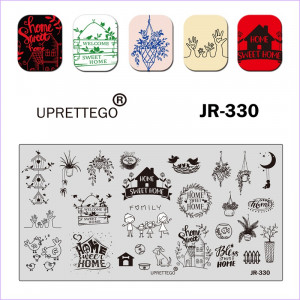 Stamping plate family, house, indoor plants, dog, booth, cat, hands, birds, month, fence JR-330