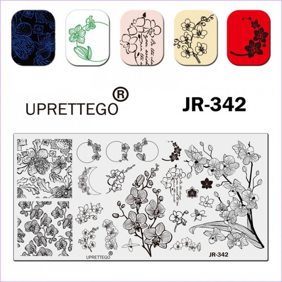 Placa para estampar flores, lua, padrões JR-342-3212-uprettego-Estampagem