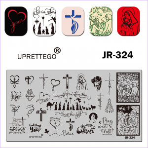 Stamping plate love, Jesus, religion, cross, Saints, icon, dove, prayer, animals JR-324