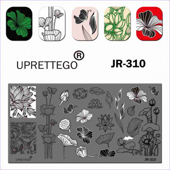 Plaat voor het stempelen van bloemen, lelies, waterlelies JR-310-3212-uprettego-Stempelen