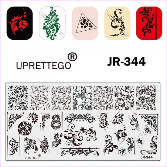 Пластина для стемпинга узоры, цветы, вензеля JR-344, 3212, Стемпинг,  Красота и здоровье. Все для салонов красоты,Все для маникюра ,Гель лаки, купить в Украине