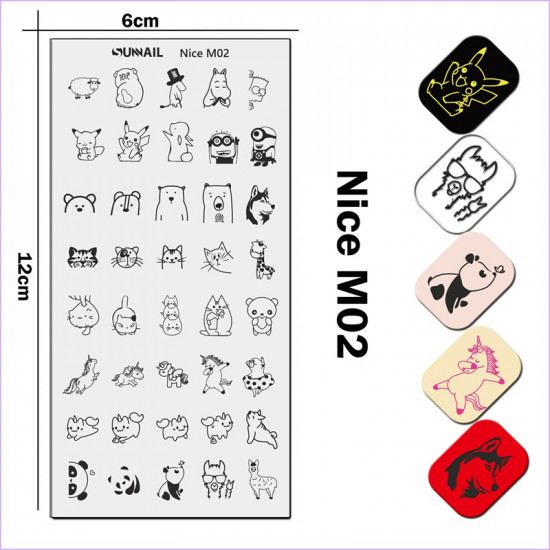 Placa de estampado de dibujos animados, Panda, gato, unicornio Nice M02, 3212, Estampado, Belleza y salud. Todo para salones de belleza,todo para manicura ,barnices de Gel, comprar en Ucrania