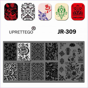 Monogram stamping plate, ornament, patterns, flowers, lace, tulips, pineapple JR-309