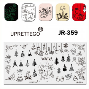 Placa de estampado año nuevo muñeco de nieve árbol de Navidad ciervos árbol de Navidad regalo vela patines elf copo de nieve mitones árbol de Navidad juguetes arco JR-359