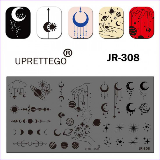 Placa para estampar la fase de la luna, estrellas, luna, planetas JR-308-3212-uprettego-Estampado