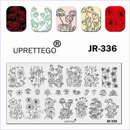 Пластина для стемпинга цветы, мак, полевые цветы  JR-336, 3212, Стемпинг,  Красота и здоровье. Все для салонов красоты,Все для маникюра ,Гель лаки, купить в Украине