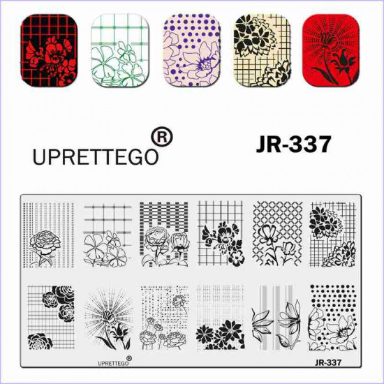 Пластина для стемпинга цветы, полевые, узоры  JR-337, 3212, Стемпинг,  Красота и здоровье. Все для салонов красоты,Все для маникюра ,Гель лаки, купить в Украине