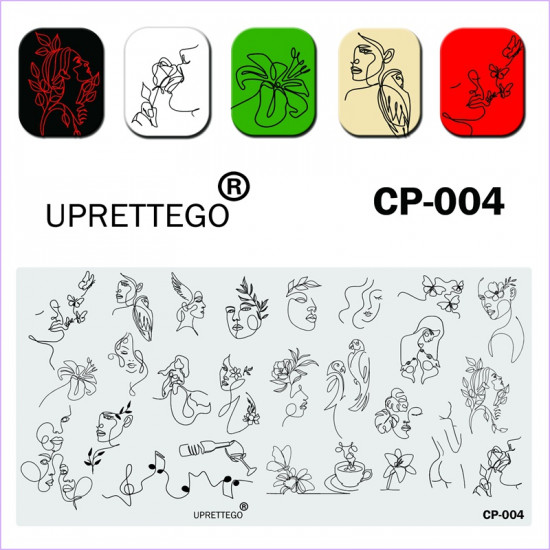 Пластина для стемпінга JR-CP-004E обличчя, дівчата, жінки, завитки, Метелики, Квіти, вино, ноти, листя Uprettego, 952772134, Стемпинг UPRETTYGO, Краса та здоров'я. все для салонів краси,все для манікюру, Гелеві ЛАКИ, Купити в Україні