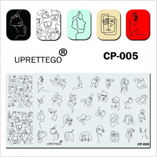 Platte für стемпинга Uprettego JR-CP-005E Person, Mädchen, Frau, locken, Profil, Muster, 952772135, Стемпинг UPRETTYGO, Gesundheit und Schönheit. Alles für Schönheitssalons,Alles für Maniküre ,Gel-Lacke, kaufen in der Ukraine