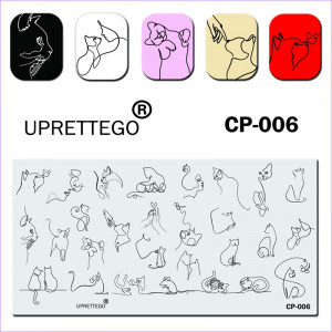 Stamping plate  JR-CP-006E Uprettego kittens, cat and man, paws, curls, fish, mouse, cats, hand