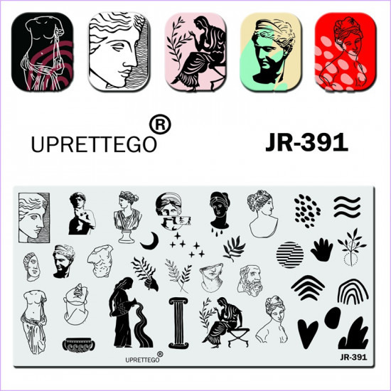 Stamping plate JR-391 busts, statues, columns, sculptures, plants, heart, ornaments, moon, stars Uprettego, 952772153, Stamping UPRETTYGO,  Health and beauty. All for beauty salons,All for a manicure ,Gel varnishes, buy with worldwide shipping