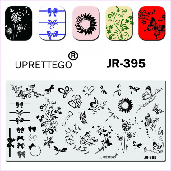 Plaque destampage Uprettego JR-395 papillons, fleurs, pissenlits, arcs, libellules, tourbillons, coeur-952772158-uprettego-estampillage