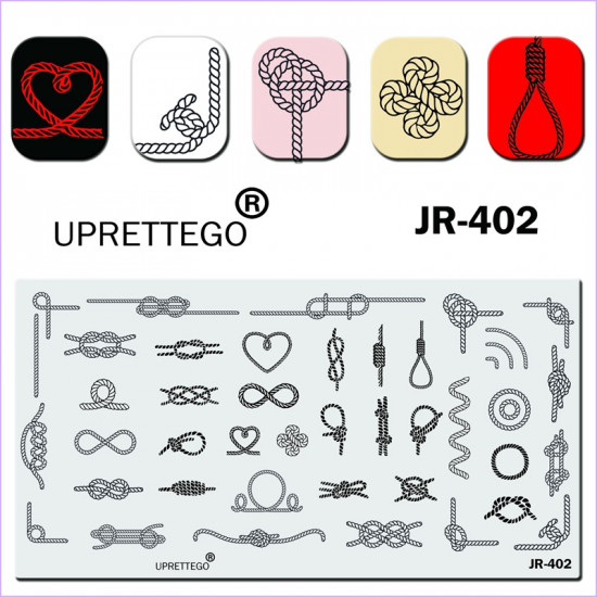 Пластина для стемпинга JR-402 Uprettego узлы, петли, канаты, бесконечность, сердце, узоры, 952772164, Стемпинг UPRETTYGO,  Красота и здоровье. Все для салонов красоты,Все для маникюра ,Гель лаки, купить в Украине