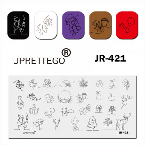  JR-421 Estampage Plaque Fille Raisin Fruit Citrouille Feuilles Arbres Cerf Écureuil Renard Animaux Tasse Uprettego