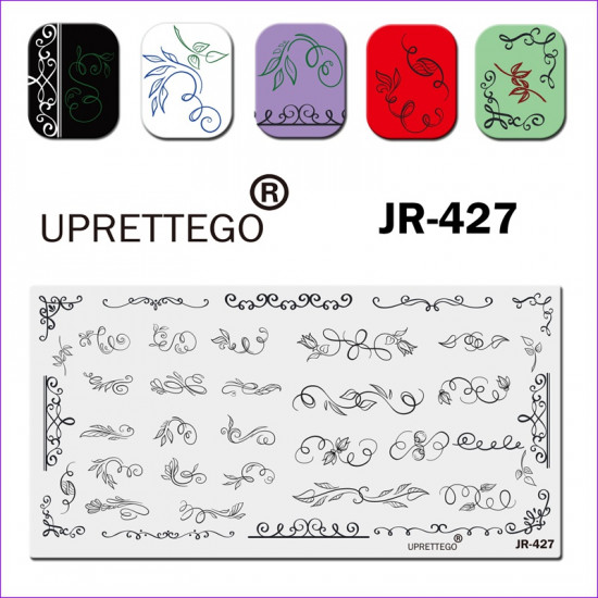 Plaque pour estamper JR-427 boucles, monogrammes, motifs, fleurs, plantes Uprettego-952772190-uprettego-estampillage