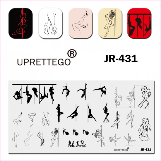 Stamping plate Uprettego JR-431 pole dance, poldance, striptease, girls, heels, sexuality, pylon, legs, 952772193, Stamping UPRETTYGO,  Health and beauty. All for beauty salons,All for a manicure ,Gel varnishes, buy with worldwide shipping