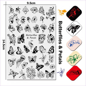 Plaque d'estampage Uprettego JR Butterfiles & Petals papillons, fleurs, plantes, méduses, libellules, colibris