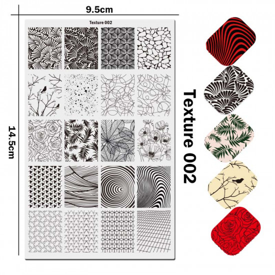 Uprettego JR Texture 002 Stamping plate textures, patterns, plants, flowers, roses, poppies, leaves, patterns, geometry, puzzles, lines, 952772209, Stamping UPRETTYGO,  Health and beauty. All for beauty salons,All for a manicure ,Gel varnishes, buy with w