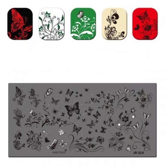 Plate for stamping butterfly, flowers, monogram JR-319, 3212, Stemping,  Health and beauty. All for beauty salons,All for a manicure ,Gel varnishes, buy with worldwide shipping