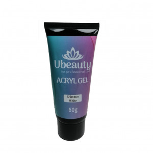 Acrylgel Ubeauty White z połyskiem, 60 ml, błyszczący, polygel, Ubeauty, musujący, biały