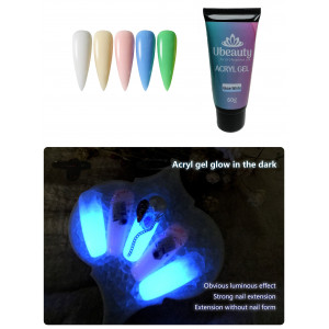  Acrylgel Ubeauty, Glow Blue - Bleu Lumineux, Glow, Acrylgel, 60 ml, polygel, multigel, combigel