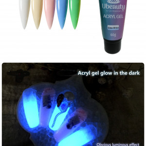 Акрилгель Ubeauty, Glow Blue - Светящийся Голубой, Glow, Acrylgel, 60 мл, полигель, мультигель, комбигель