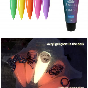  Żel akrylowy Ubeauty, Glow in the Dark Orange, Glow Orange, 60 ml, polygel, multigel, combigel