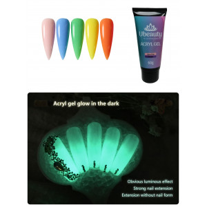  Acrylgel Ubeauty, Glow Lavander, Blue, Lavender, Luminous Blue, Glow in the dark serie, 60 ml, polygel, multigel, combigel