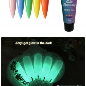  Żel akrylowy Ubeauty, Glow Lavander, Blue, Lavender, Luminous Blue, seria Glow in the Dark, 60 ml, polygel, multigel, combigel