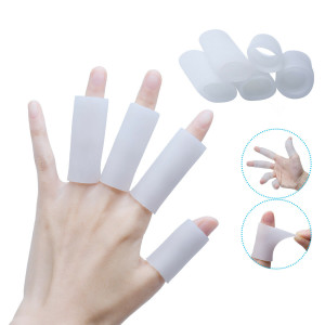 Dedo abierto de silicona, gel, blanco, 15x50mm Protector de dedos, par, 2 unids