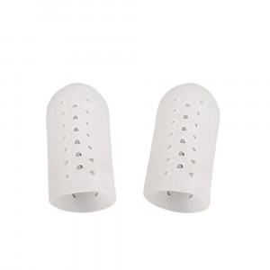 Closed silicone fingertip with perforation, 20x40 mm, white, on the big toe, Gel protective caps, finger Protection, pair, 2 PCs