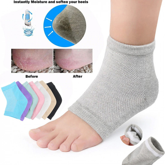 Lila Baumwollsocken, Riss- und Fersenschutz-Socken, Weiche, elastische Silikon-feuchtigkeitsspendende Socken für die Fußpflege-41883-28-Foot care-Alles für die Maniküre