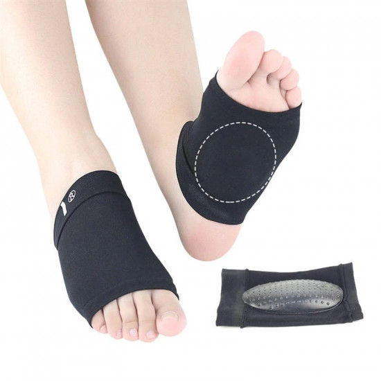 Zwarte nylon halve teen met een insert onder de longitudinale boog van de voet, plantaire fasciitis, plantaire fasciitis, plantaire fasciose-3676-18-12-Foot care-Alles voor manicure