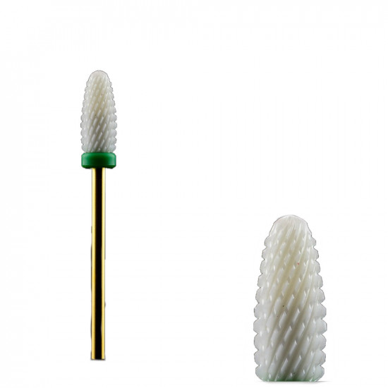 Nozzle keramische vlam, groen, hard, rechtshandig, Vlambit-3307-Ubeauty-Tips voor manicure