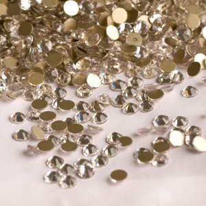 Стразы для ногтей AB Crystal Gold SS4 на золотой основе, блестящие камни, Swarovski, клеевые