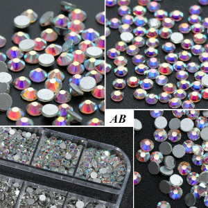 Стразы для ногтей AB Crystal Silver SS3, хамилион, люкс, блеск, камни, декор, сваровски, Brilliant , Бриллиант, кристалл, серебро, стекло, no hot fix, клеевые