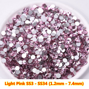 Стразы для ногтей Light Pink Crystal Mix, SS3-SS8, камни, декор, розовый, стекло, no hot fix, клеевые, микс