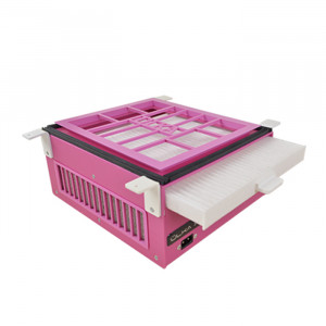 Verzonken manicurekap Ulka X2F HEPA, roze, gemaakt van slagvaste duurzame kunststof, 6 jaar continu gebruik, 52 W, met Hepp-filter