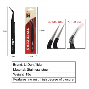  CURVED black eyelash extension tweezers Lidan Model H-15,LAK045