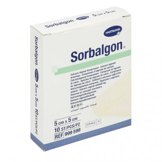 BANDAGE SORBALGON, 5 X 5 CM-32981-Baehr-Podologie