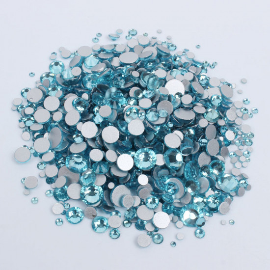 Stones Aquamarine Different sizes S3-SS12 glass 1440 pieces -(580)-19001-China-Nail stag