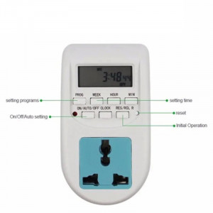 Universal timer socket with weekly programmer, LCD display, digital