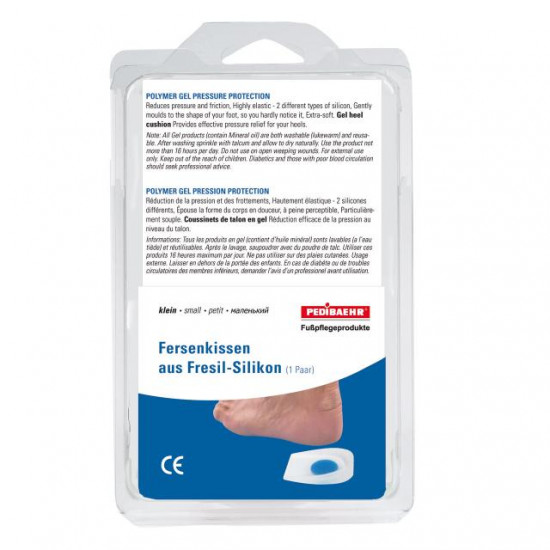 Almofada de gel sob o calcanhar. Médio a 41 p. Pacote 2 pcs Gel-Fersenkissen mit Rand-33002-Baehr-Tudo para manicure