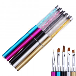 Brush for acrylic and gel. Oval. Inlaid, with stones, with rhinestones, for lips, for nails, for makeup, nylon fiber